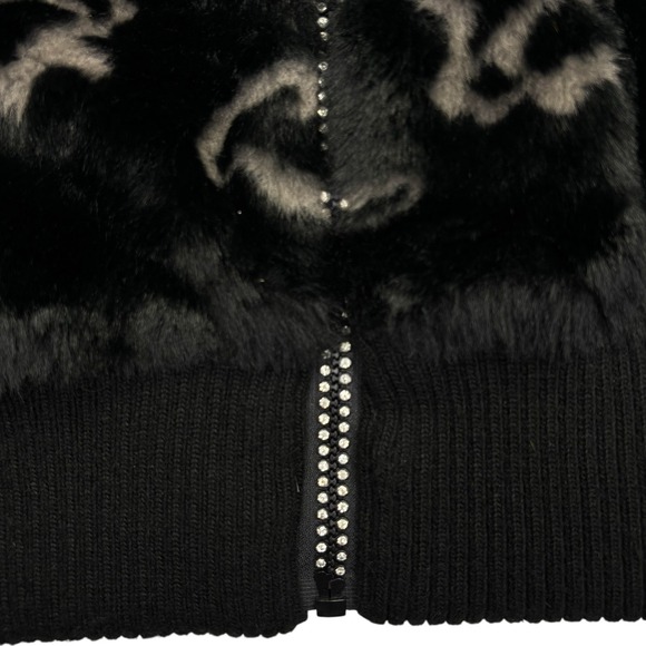 Powder River Outfitters Faux Fur Western Vest Women XL Black Mustang Horse Print - Picture 2 of 10